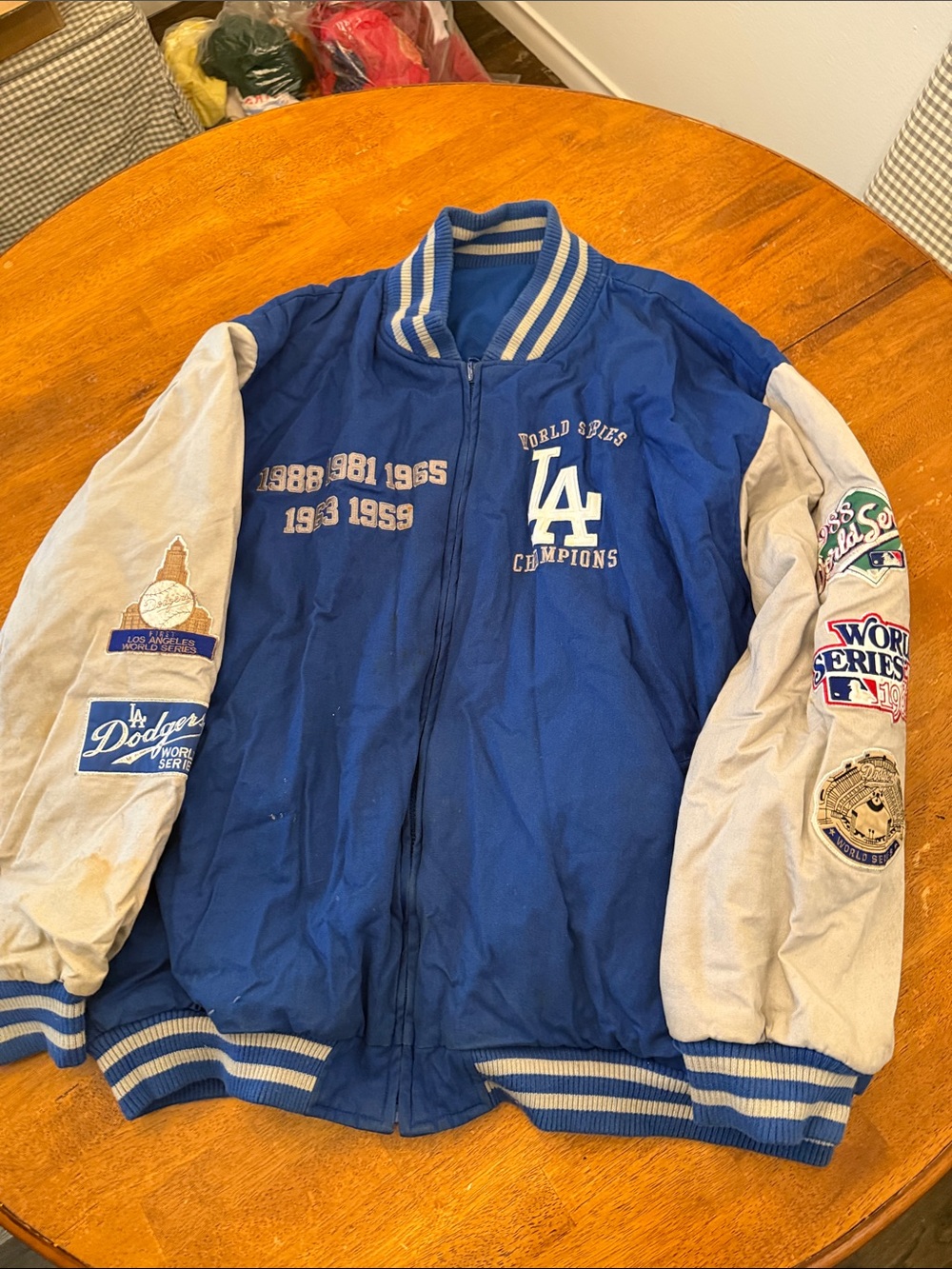 LA Dodgers Blue & White Varsity Bomber Jacket xxl